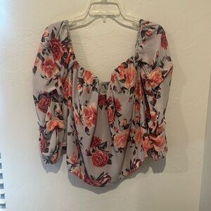Charlotte Russe rose floral blouse size L